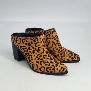 Jorge Alex Brazil Leopard Hair Print Block Heel Mules Size 8